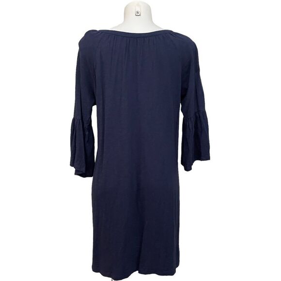 Lilly Pulitzer Navy Blue Del Lago Tunic Flare Sleeve Shift Dress Tasseled sz M - Picture 5 of 11